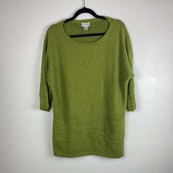 Soft Surroundings Knit Oversized Short Sleeve Green Sweater women’s Small/Medium - Picture 1 of 10